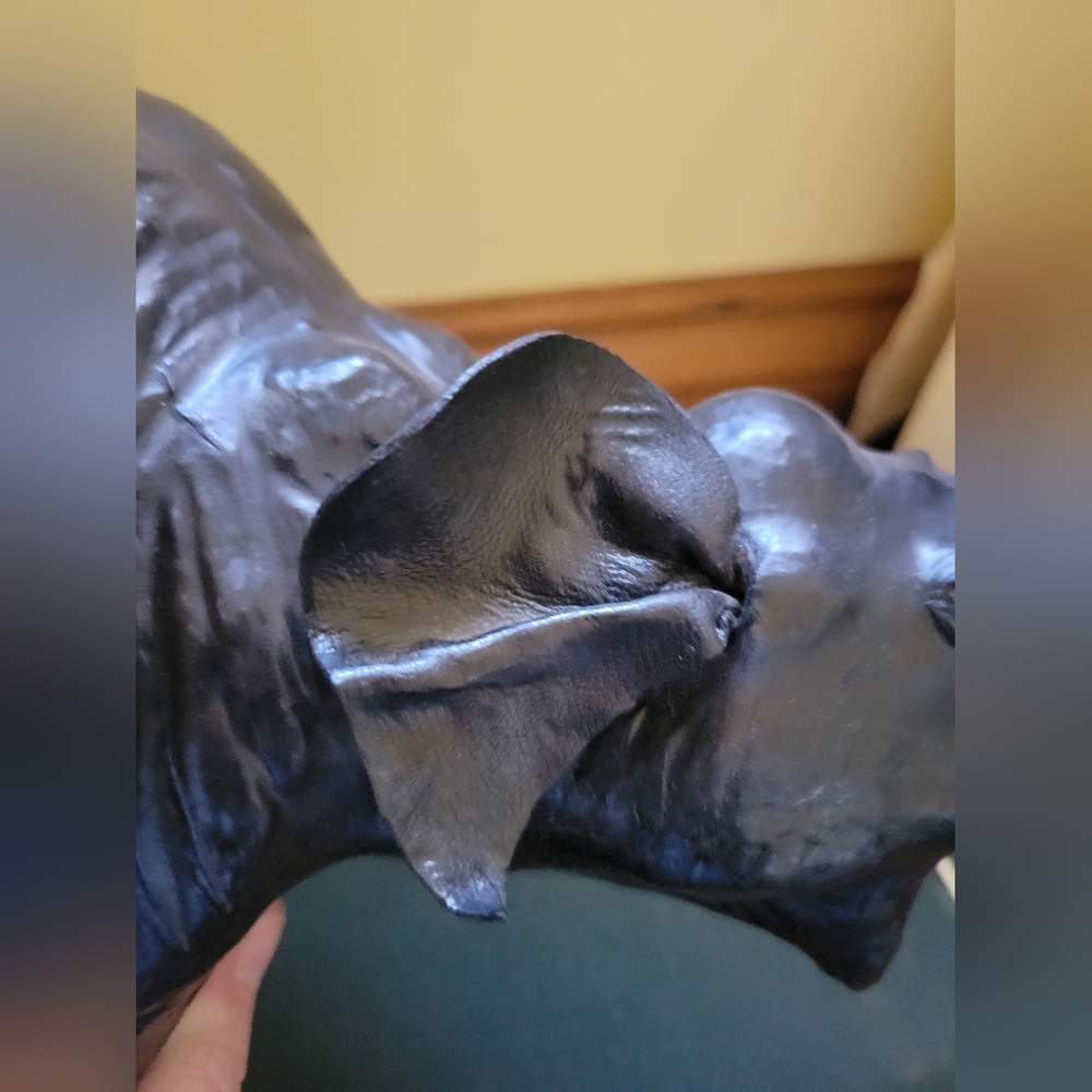 MCM Vintage 1950s Black Leather Covered Elephant Sculpture Decor - Picture 8 of 9